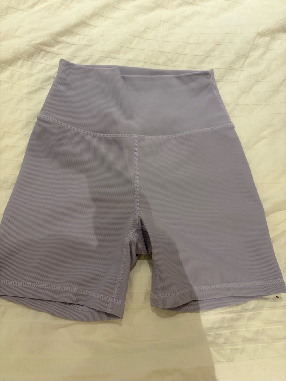High-Rise Lavender Ribbed Bike Shorts